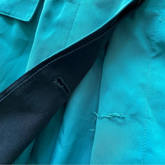 80s Vintage Teal Turquoise Trench Style Jacket - Picture 9 of 11